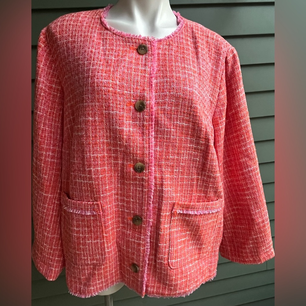 J. Jill Coral Tweed Blazer 🪸🍊🧡